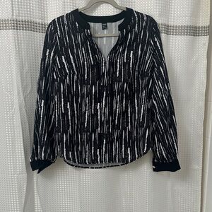 SHEIN Black and White Patterned Blouse